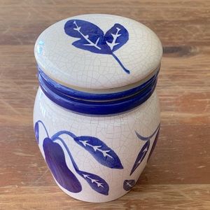 Vintage Blue and White Crackle Lidded Canister